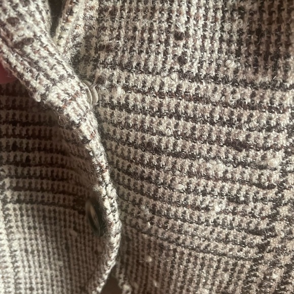 Vintage '80's Gucci Wool Plaid Nubby Tweed Houndstooth Blazer Jacket Velvet Trim - Picture 7 of 9